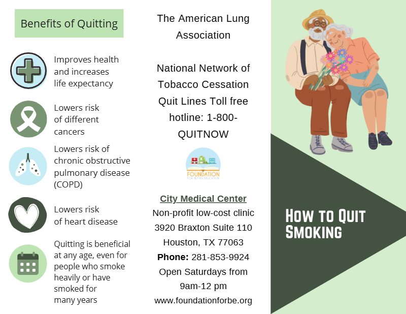 Smoking Cessation Brochure, page 1 of 2